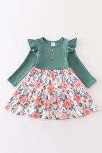 Green floral print ruffle dress - ARIA KIDS