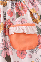 Orange floral print pocket dress - ARIA KIDS
