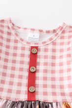 Brown plaid floral print ruffle dress - ARIA KIDS