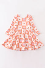 Pink plaid smile face floral print twirl dress - ARIA KIDS