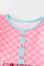 Pink plaid floral print ruffle dress
