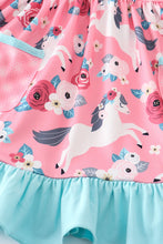 Pink plaid floral print ruffle dress