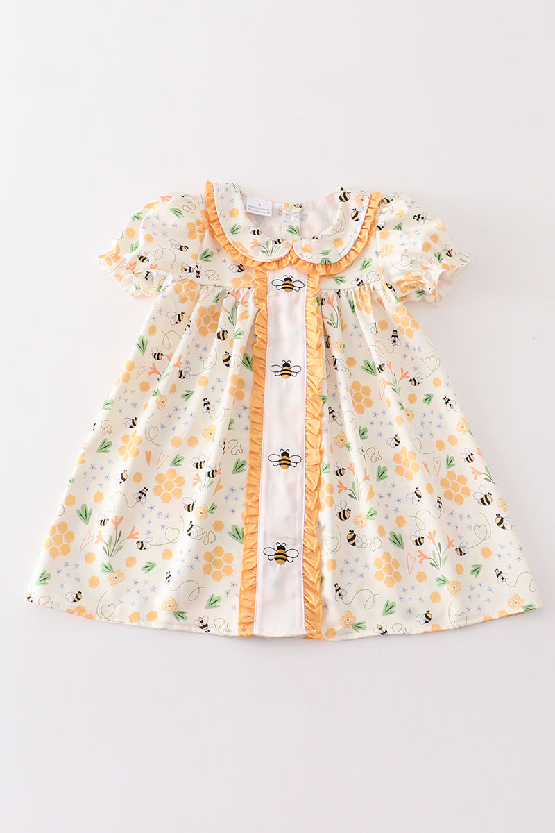 Bee print ruffle girl dress - ARIA KIDS