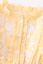 Yellow plaid floral embroidery ruffle dress - ARIA KIDS