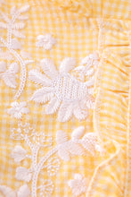 Yellow plaid floral embroidery ruffle dress - ARIA KIDS