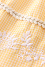 Yellow plaid floral embroidery ruffle dress - ARIA KIDS