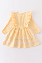 Yellow plaid floral embroidery ruffle dress - ARIA KIDS