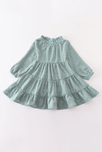 Green dot ruffle tiered dress