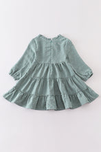 Green dot ruffle tiered dress