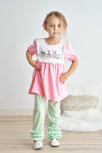 Pink train clover embroidery girl set