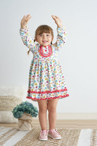 Platinum floral print ruffle dress - ARIA KIDS