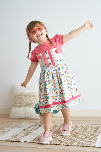 Platinum floral print strap girl dress - ARIA KIDS
