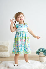 Green lily print mama's girl embroidery dress - ARIA KIDS