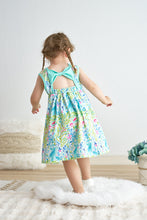 Green lily print mama's girl embroidery dress - ARIA KIDS