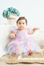 Rainbow star tiered ruffle tulle dress - ARIA KIDS