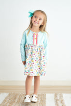 Platinum mint floral print girl dress - ARIA KIDS