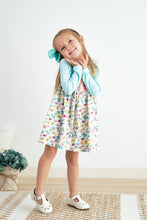 Platinum mint floral print girl dress - ARIA KIDS