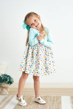 Platinum mint floral print girl dress - ARIA KIDS