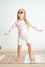 Pink floral print zip rashguard girl swimsuit - ARIA KIDS