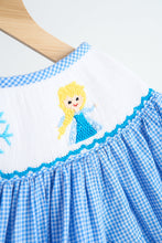 Blue snow princess hand smocked gingham dress - ARIA KIDS