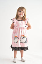 Pink halloween ghost applique ruffle dress - ARIA KIDS