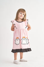 Pink halloween ghost applique ruffle dress - ARIA KIDS