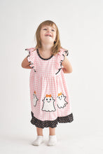 Pink halloween ghost applique ruffle dress - ARIA KIDS