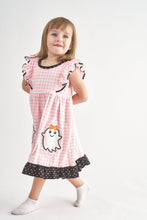 Pink halloween ghost applique ruffle dress - ARIA KIDS