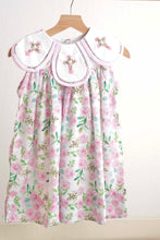 Pink easter cross emrboidery floral girl dress - ARIA KIDS