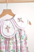 Pink easter cross emrboidery floral girl dress - ARIA KIDS