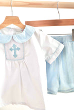 Blue easter cross hand-smocked boy set - ARIA KIDS