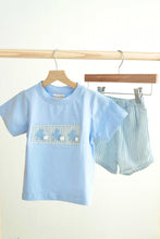 Blue easter bunny hand-smocked boy set - ARIA KIDS