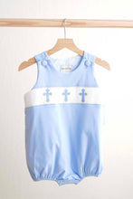 Blue easter cross hand-smokced boy bubble - ARIA KIDS