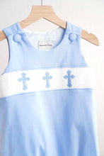 Blue easter cross hand-smokced boy bubble - ARIA KIDS