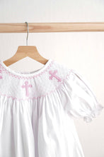Pink easter cross hand-smocked girl dress - ARIA KIDS