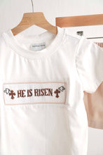 Khaki he is risen hand-smocked boy set - ARIA KIDS