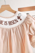 Khaki he is risen hand-smocked girl bloomer set - ARIA KIDS