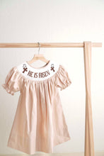 Khaki he is risen hand-smocked girl dress - ARIA KIDS