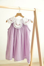 Lavender floral bow embroidery swiss dot girl dress - ARIA KIDS