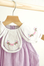 Lavender floral bow embroidery swiss dot girl bubble - ARIA KIDS