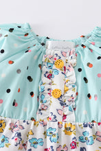 Platinum mint floral print baby girl romper - ARIA KIDS