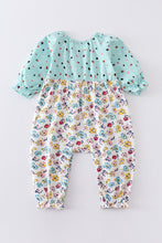Platinum mint floral print baby girl romper - ARIA KIDS
