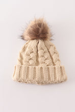 Beige pompom cable beanie - ARIA KIDS