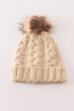 Beige pompom cable beanie - ARIA KIDS