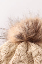 Beige pompom cable beanie - ARIA KIDS