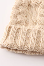 Beige pompom cable beanie - ARIA KIDS