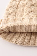 Beige pompom cable beanie - ARIA KIDS