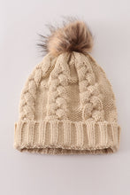 Beige pompom cable beanie - ARIA KIDS