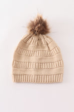 Beige pompom cable beanie - ARIA KIDS