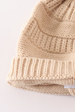 Beige pompom cable beanie - ARIA KIDS